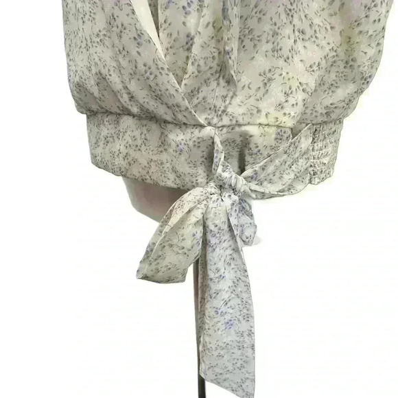 2X Faux Wrap blouse with tie waist - Picture 2 of 8